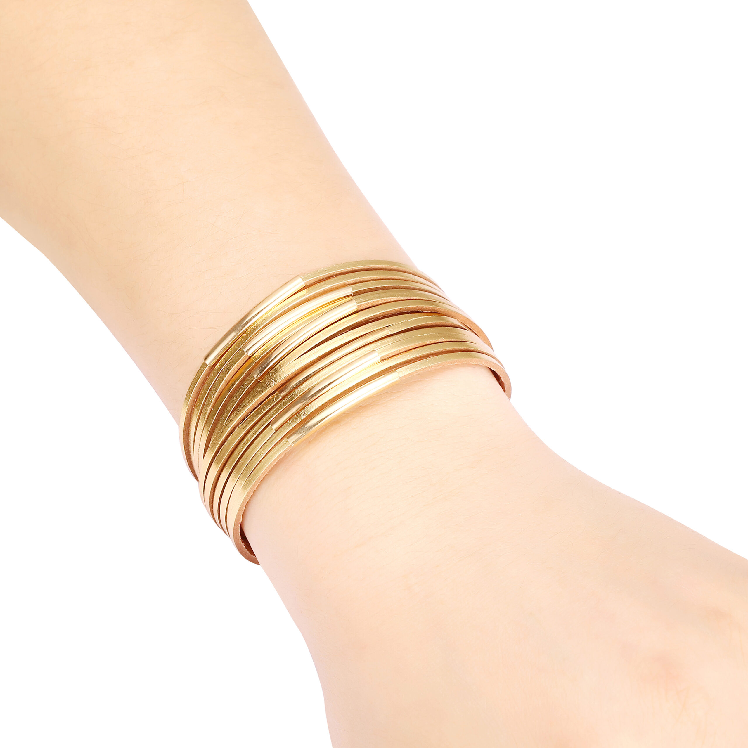 Fesciory Leather Wrap Bracelets for Women, Boho Leopard Multi-Layer Crystal Beads Cuff Bracelet Jewelry - 图片 2