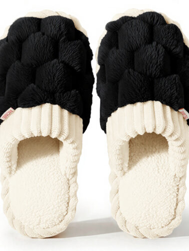 Checkered Slippers for Women & Men, Winter Warm Fuzzy Plush House Slippers, Soft Comfy Indoor Outdoor Non-Slip Slides for Bedroom Living Room